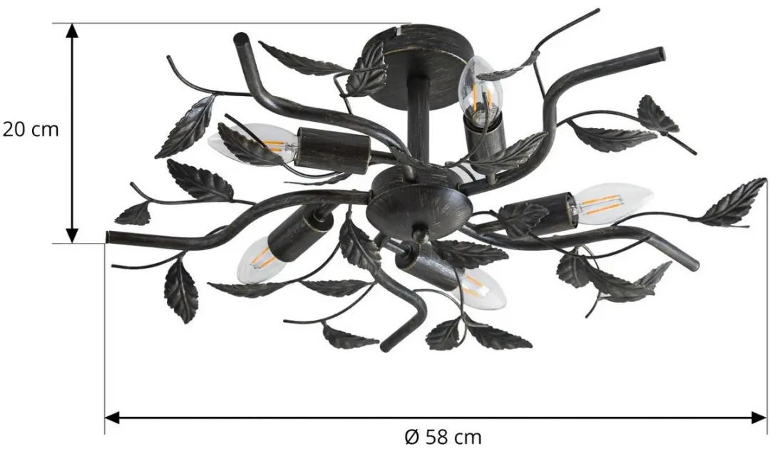 Lindby Plafondlamp 5-Lichts - Ø58cm - Zwart Goud Geborsteld