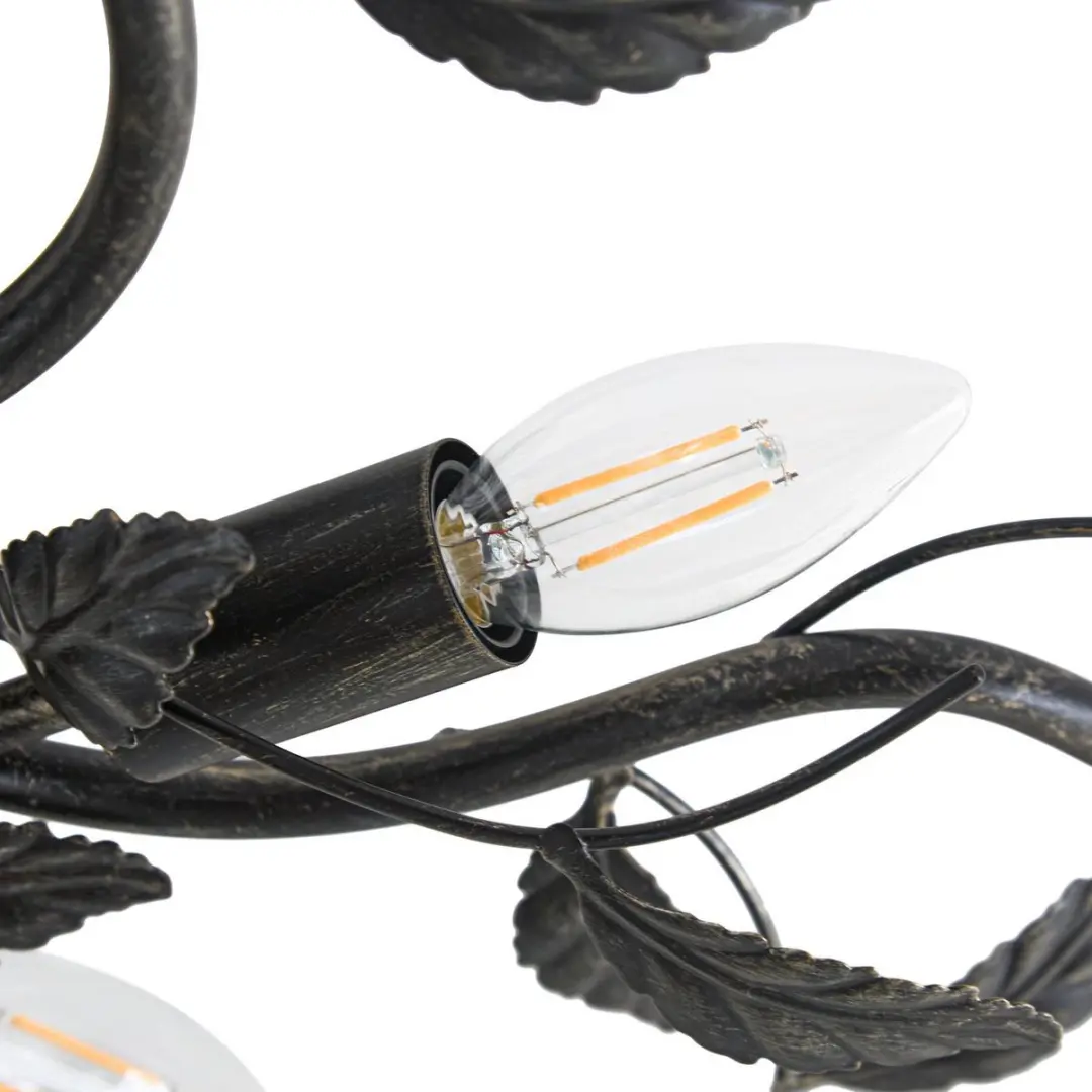 Lindby Plafondlamp 5-Lichts - Ø58cm - Zwart Goud Geborsteld