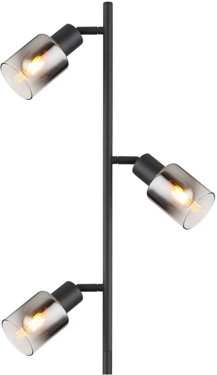 Globo Hubertus Vloerlamp - 2 Lichtpunten - 154cm - Matt zwart