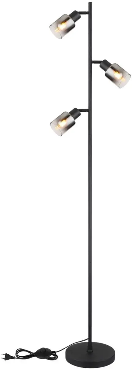 Globo Hubertus Vloerlamp - 2 Lichtpunten - 154cm - Matt zwart