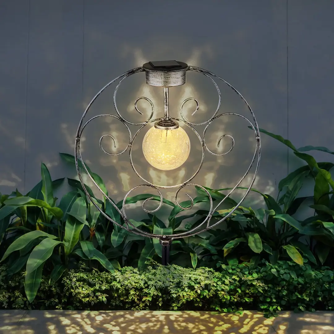 Globo Solarlamp Oosterse Glazen Bol - Zilver - 30x8.5x41cm