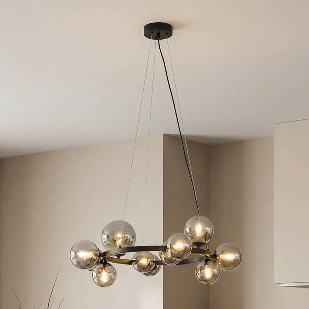 Lucande Hanglamp 11-lichts G9 - Zwart/Rookgrijs