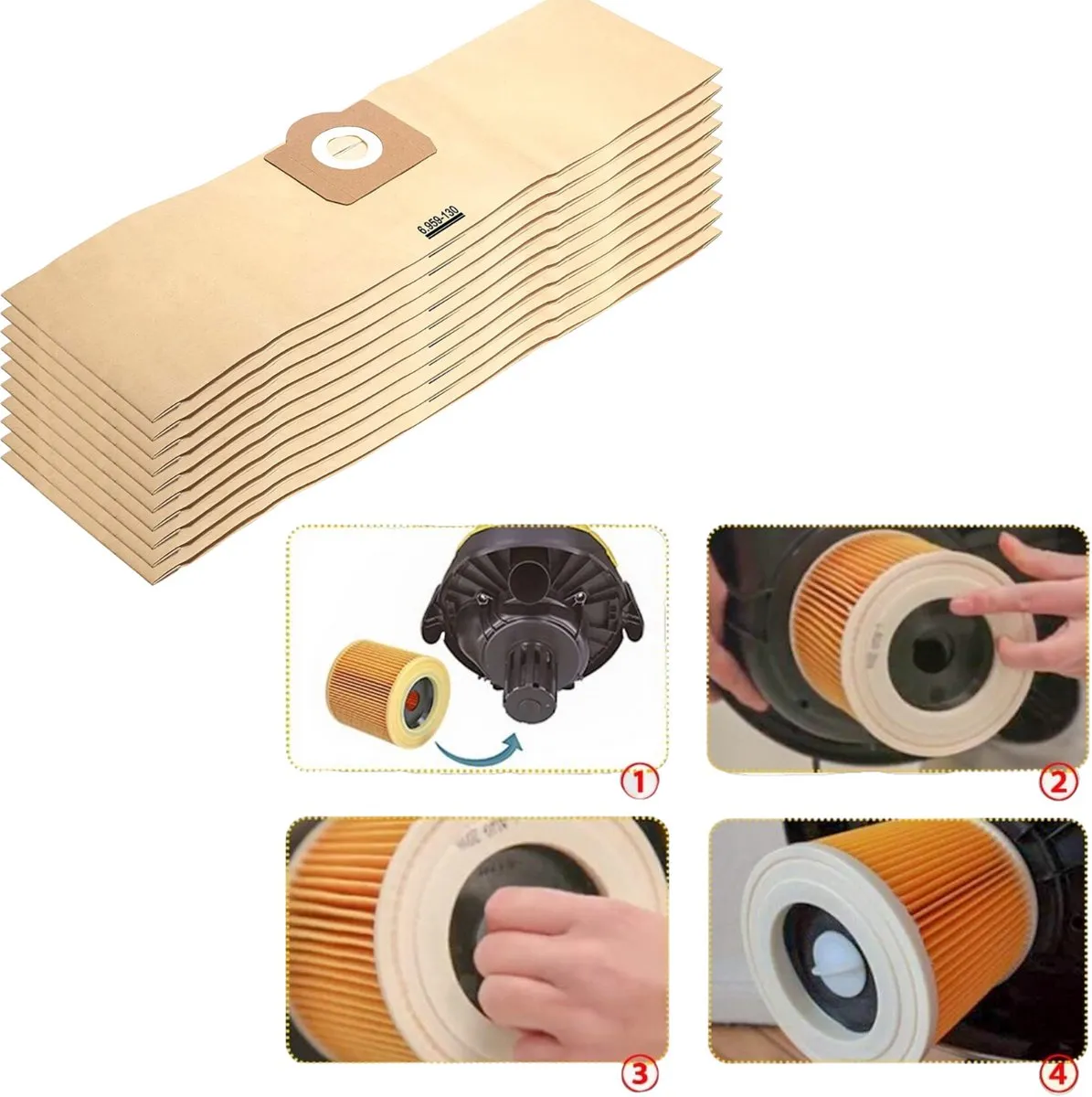 Kärcher WD3 Accessoirespakket - 10 Zakken + 2 Filters