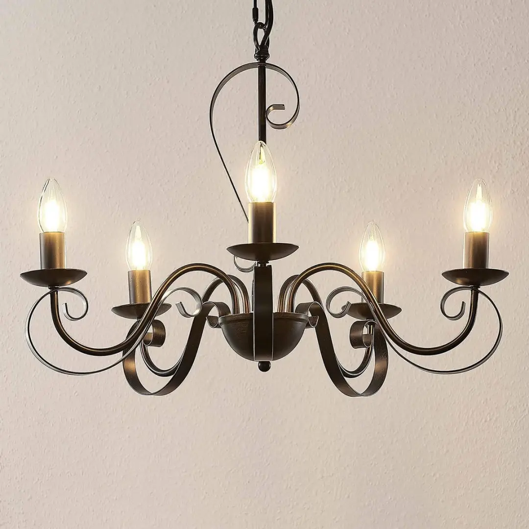 Lindby Kroonluchter 5x40W E14 Antiek Bruin