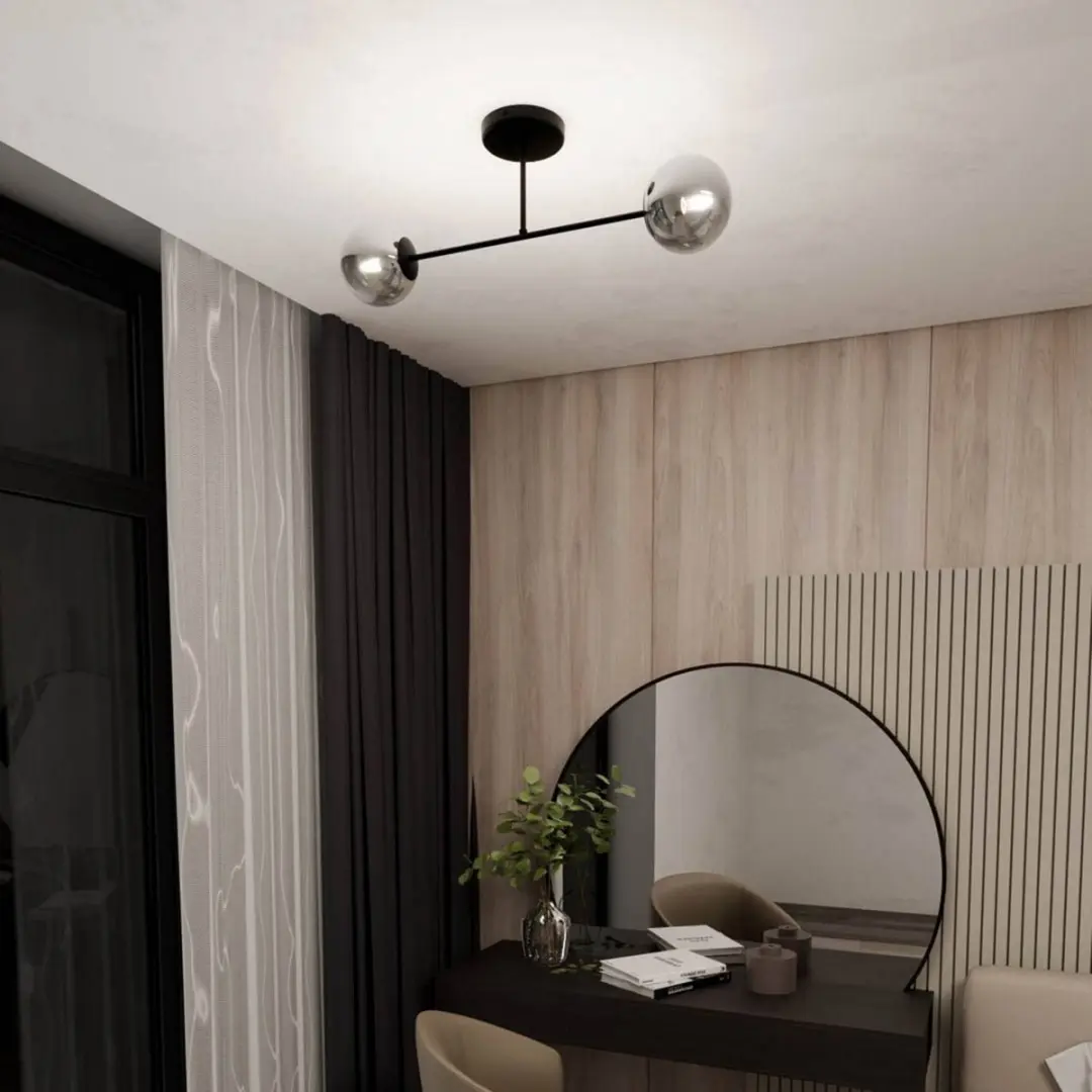 Euluna Plafondlamp 2 Lichtpunten - Zwart/Grafiet