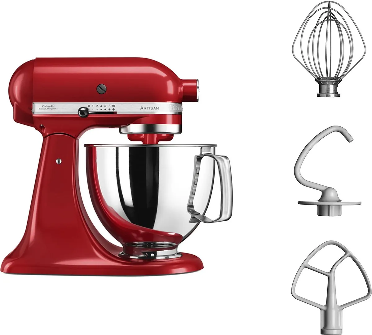 KitchenAid Artisan 5KSM125EER Keukenmachine - 300W - Keizer Rood - afbeelding 6 van 6