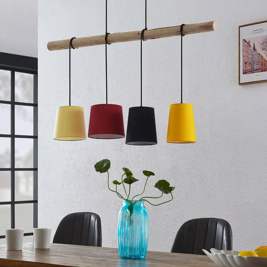Lindby Hanglamp Metaal/Eucalyptushout 4 Lichtpunten - E27