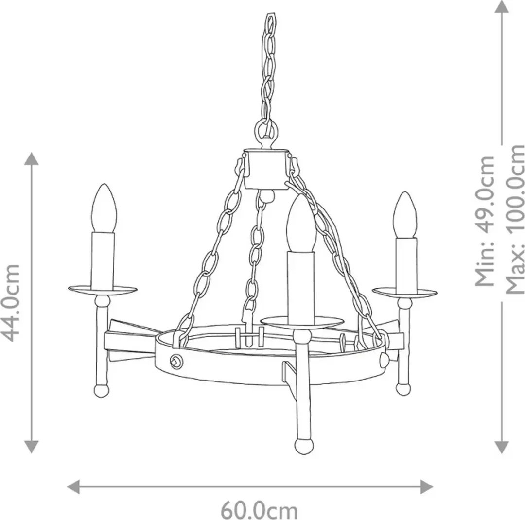Elstead LED Kroonluchter 3x E14 60W - Old Bronze