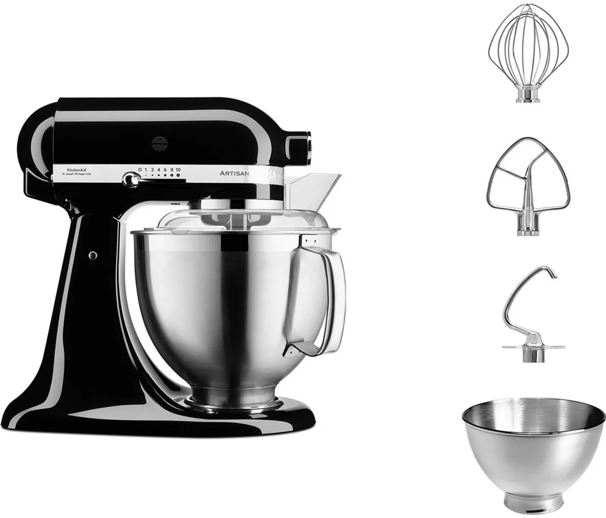 KitchenAid Artisan Keukenrobot - 300W - 4,8L - Onyx zwart