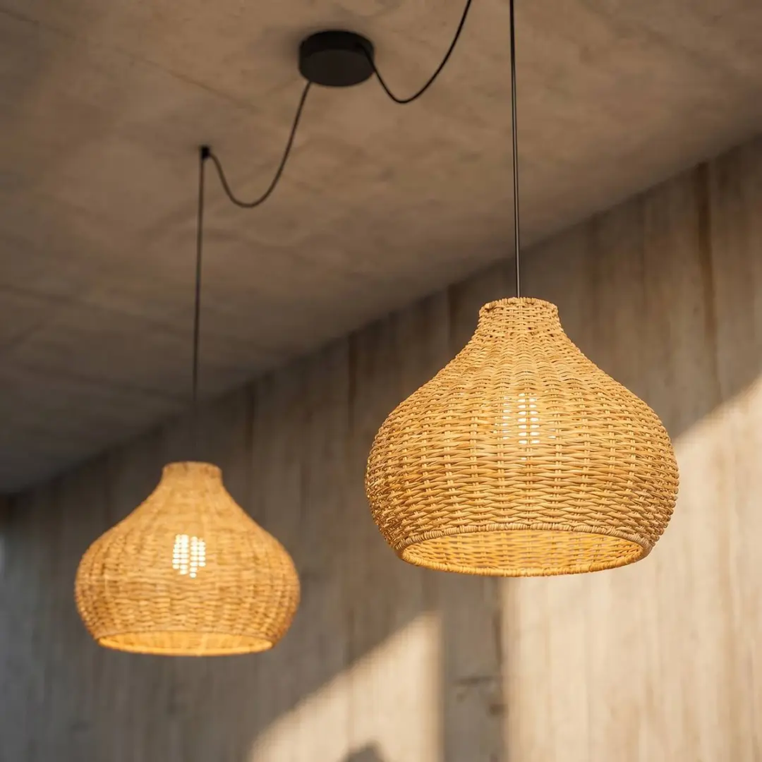 Lucande Hanglamp Buiten 2-Lichts Rotan