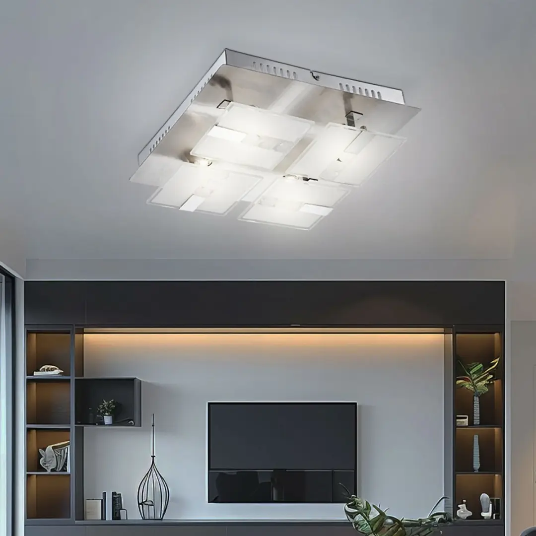 Globo Plafondlamp Chroom 4xLED 382Lm Warm Wit 30x30cm