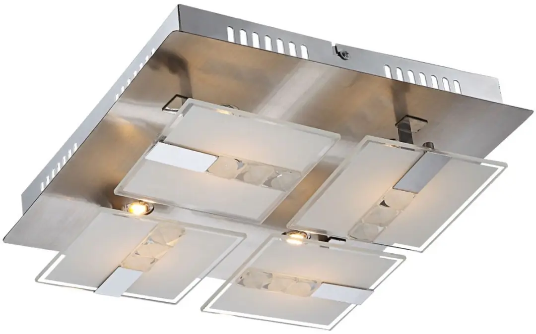 Globo Plafondlamp Chroom 4xLED 382Lm Warm Wit 30x30cm
