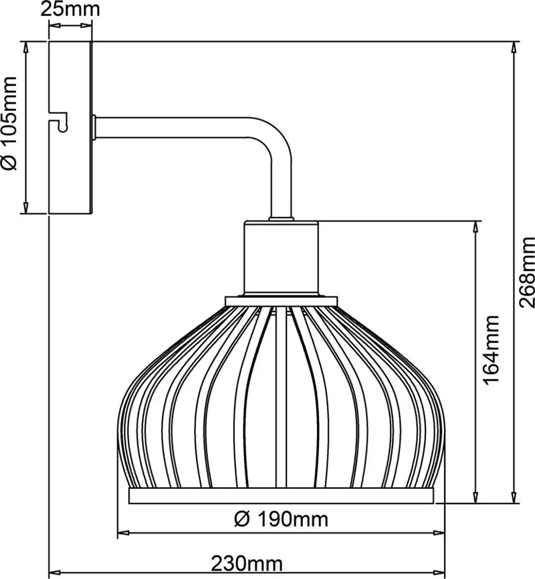 Brilliant Norah Wandlamp Metaal/Bamboe - 1x A60 E27 40W
