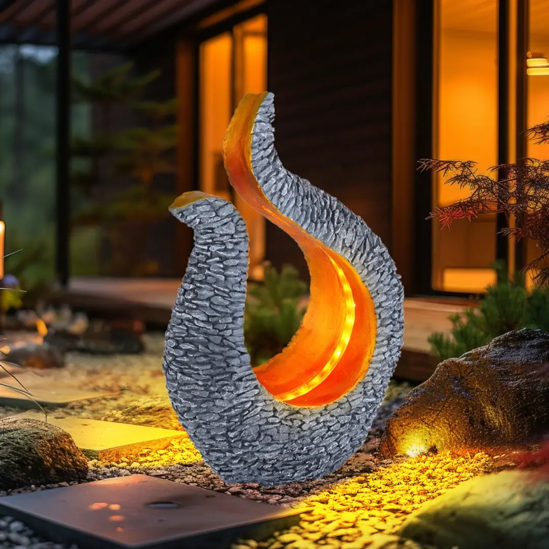 Globo Solarlamp Tuindecoratie Steenlook - Warm Wit - 2 Stuks