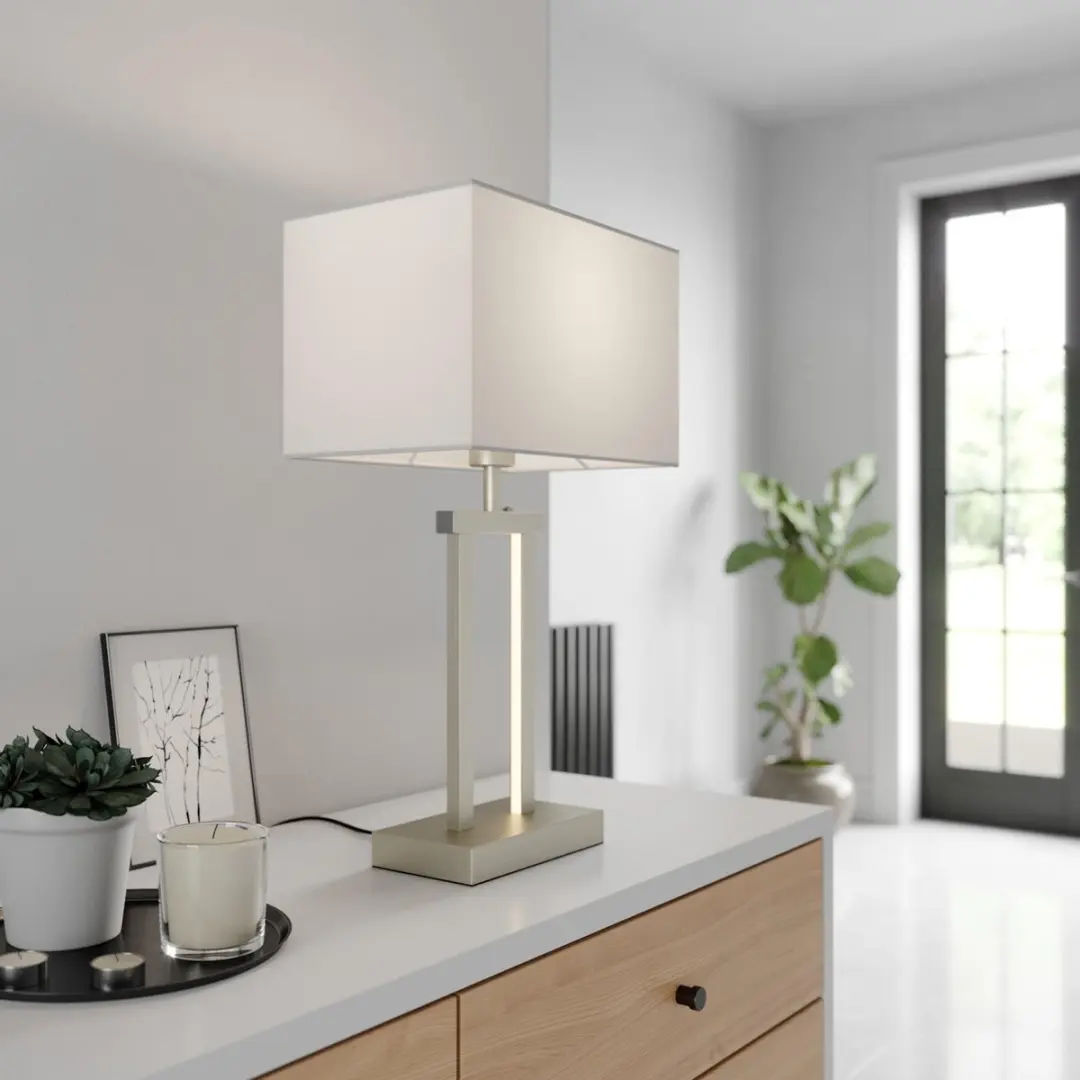 Lindby Tafellamp - 1 Lichtpunt - 60W - Wit/Nikkel