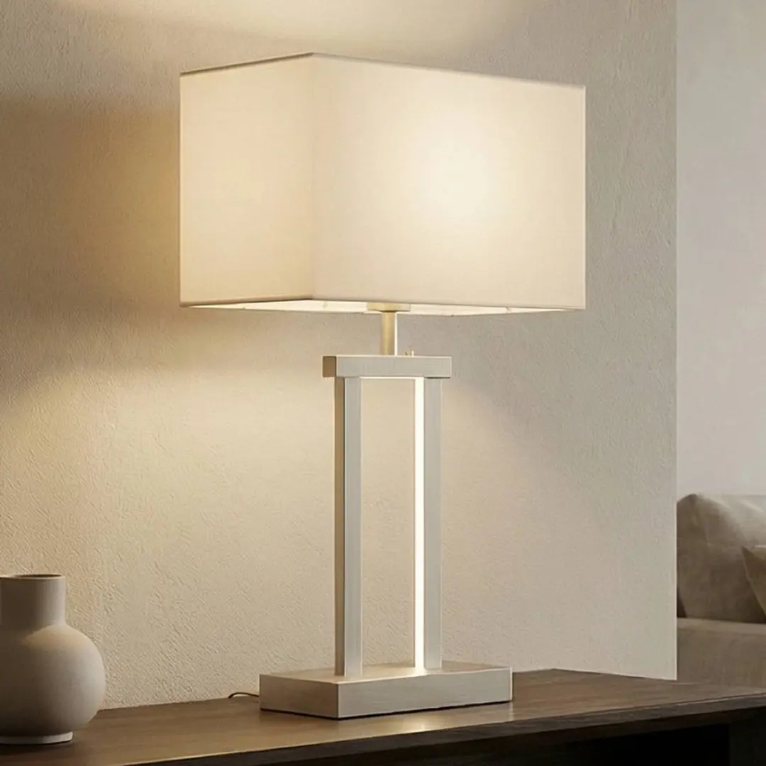 Lindby Tafellamp - 1 Lichtpunt - 60W - Wit/Nikkel