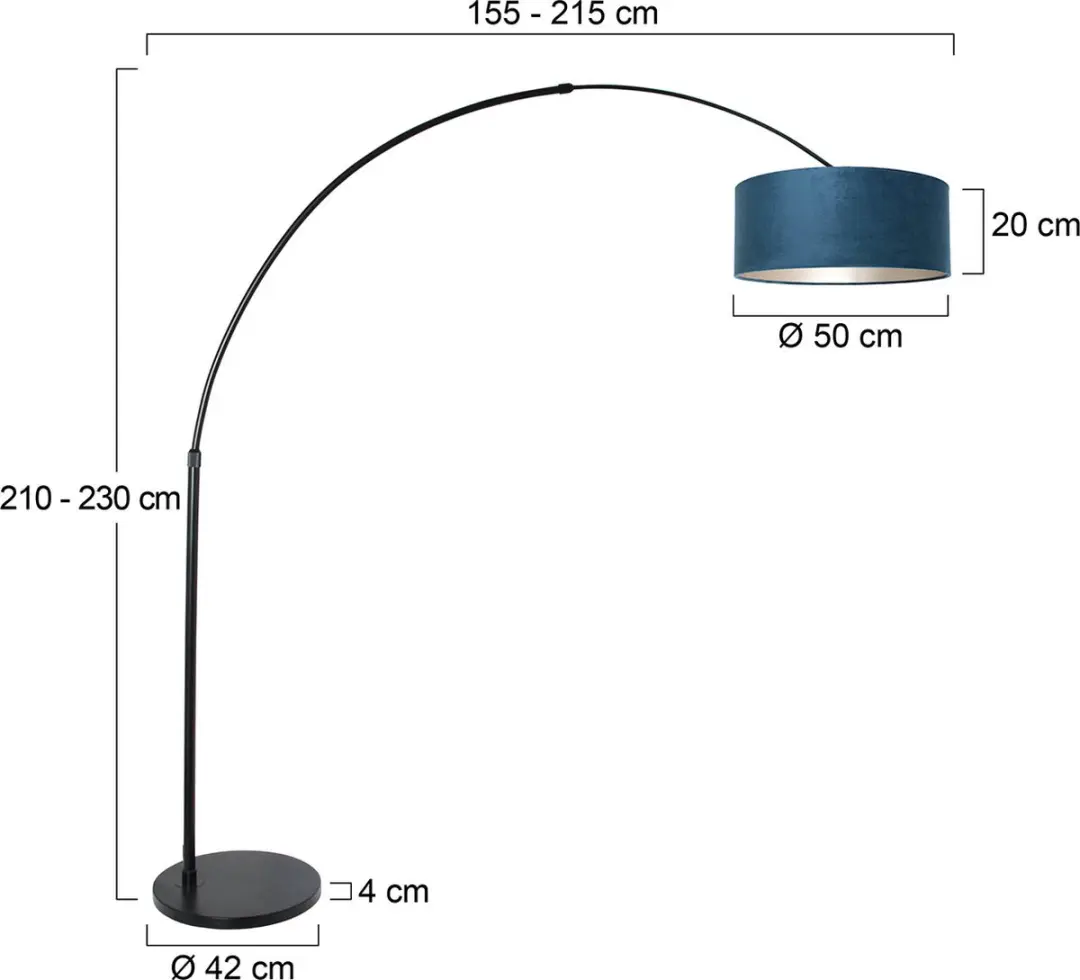 Steinhauer Sparkled Light 8242ZW Vloerlamp - Blauw Kap - 40W - afbeelding 6 van 6