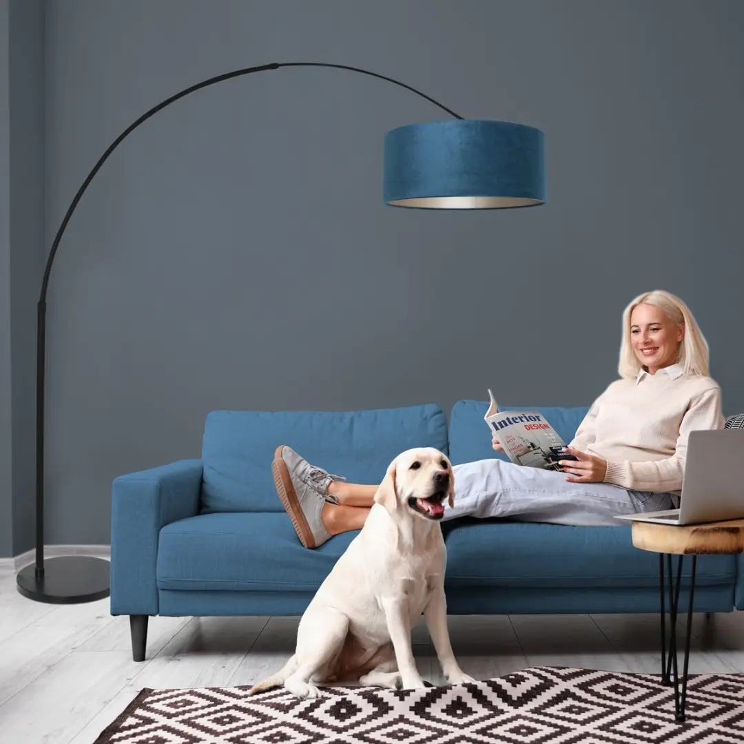 Steinhauer Sparkled Light 8242ZW Vloerlamp - Blauw Kap - 40W