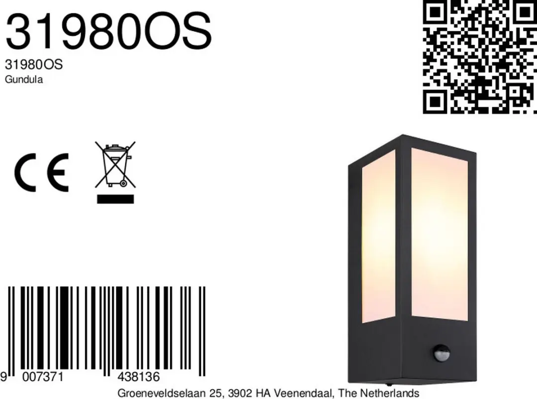 Globo Wandlamp Gundula 31980OS - Zwart - Ø12cm