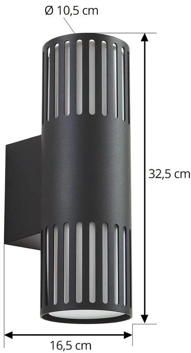 Lindby Wandlamp Buiten 2-Lichts Aluminium - Zwart/Opaal