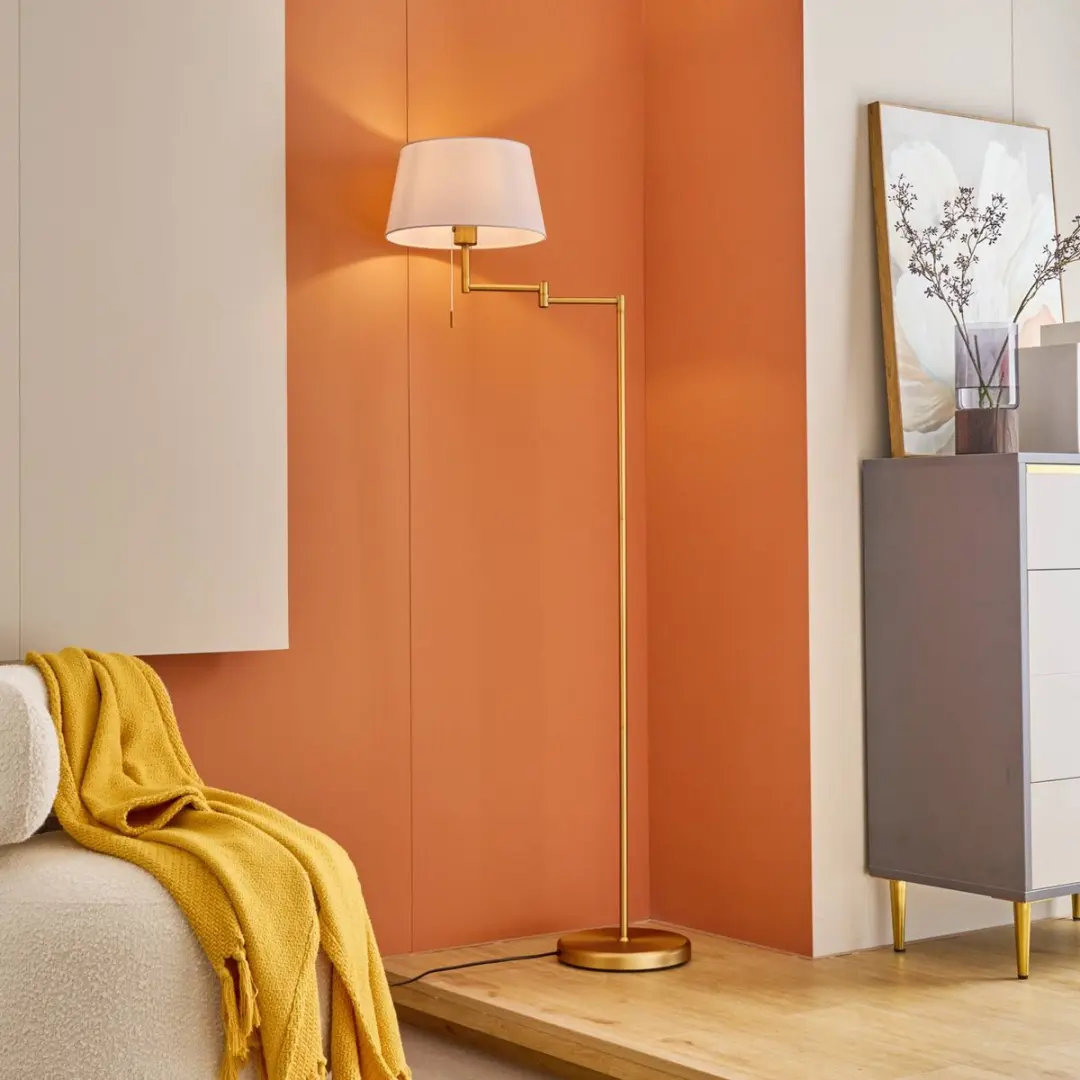 Lindby Vloerlamp 1 Licht E27 - 154cm - Brons/Wit