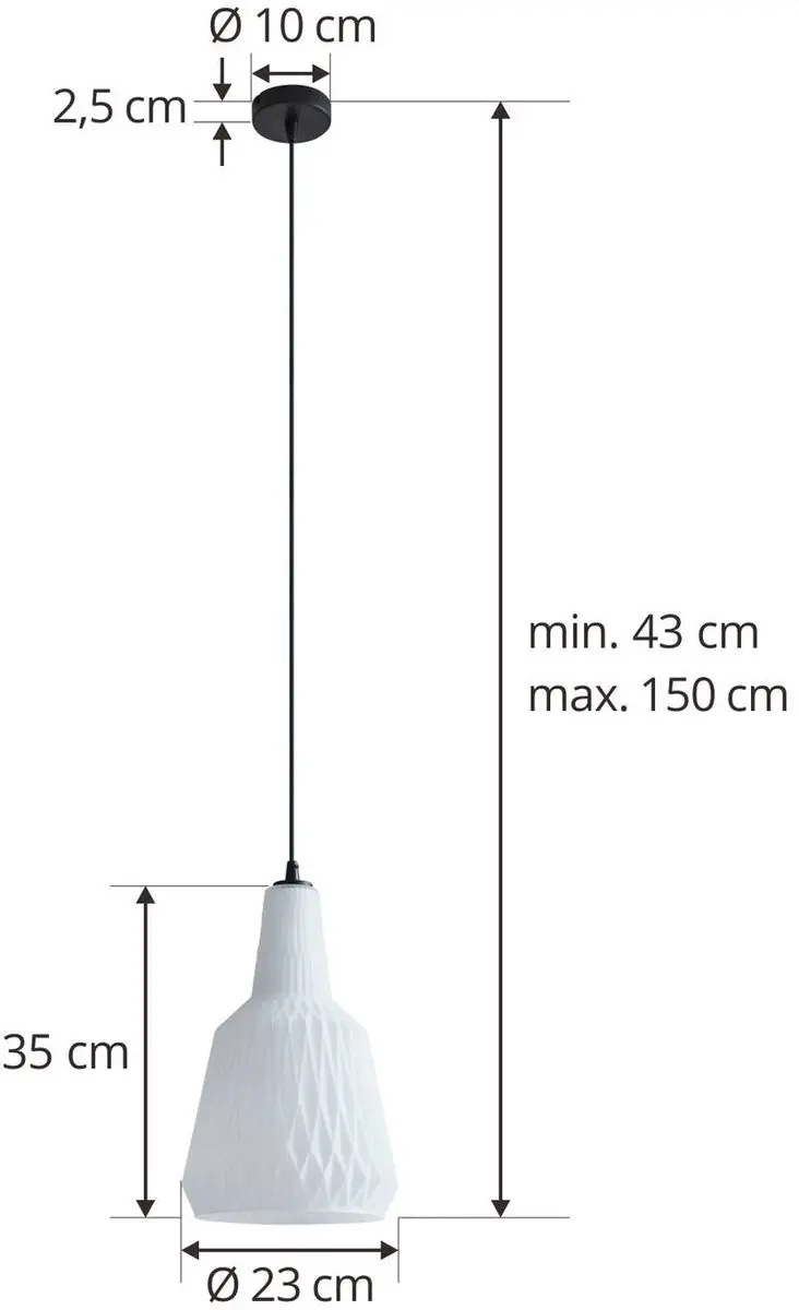Lindby Hanglamp Glas Metaal 1 Licht - Ø23cm - Opaal