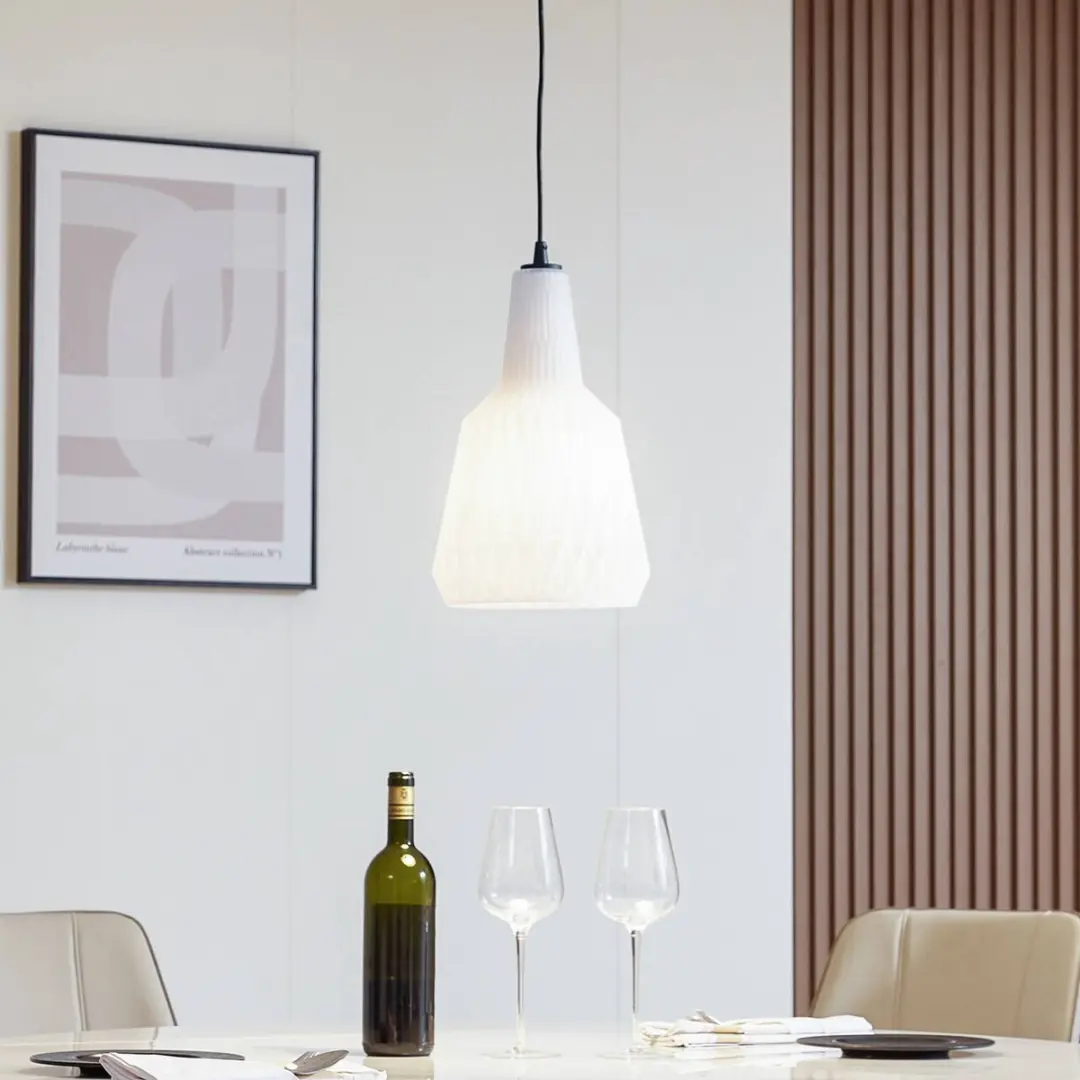 Lindby Hanglamp Glas Metaal 1 Licht - Ø23cm - Opaal