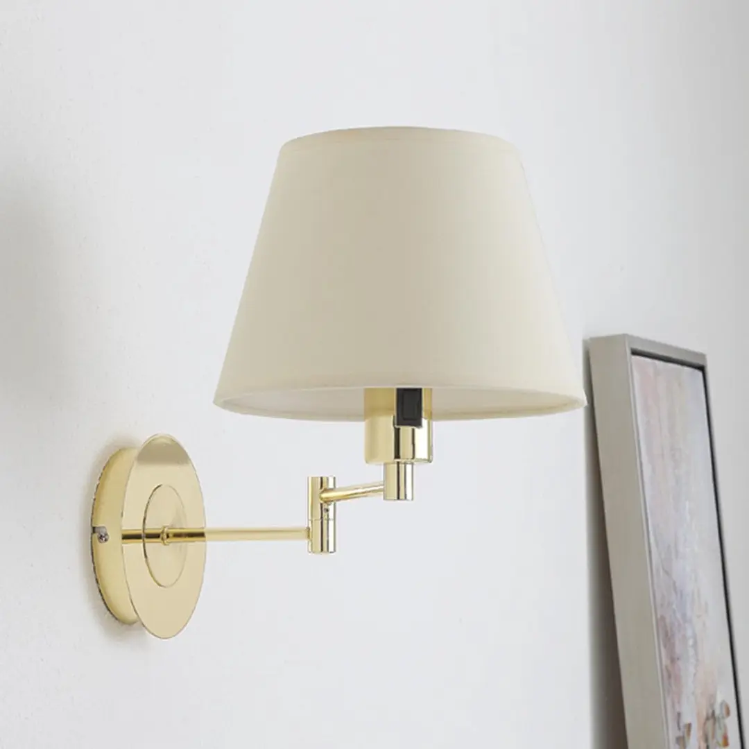 Lindby Wandlamp Metaal 1 Licht - 30cm - E27 - Gepolijst messing/Crème
