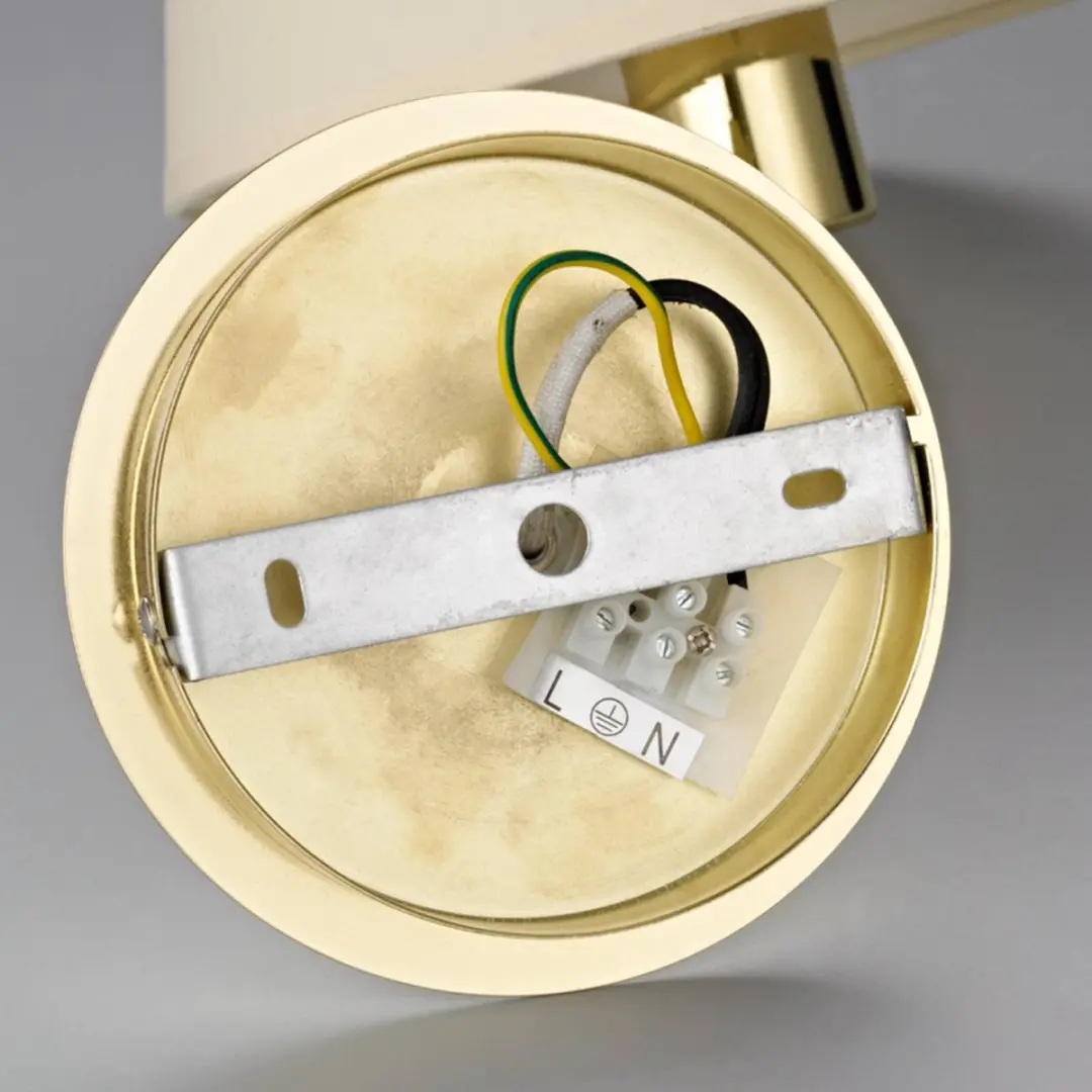 Lindby Wandlamp Metaal 1 Licht - 30cm - E27 - Gepolijst messing/Crème