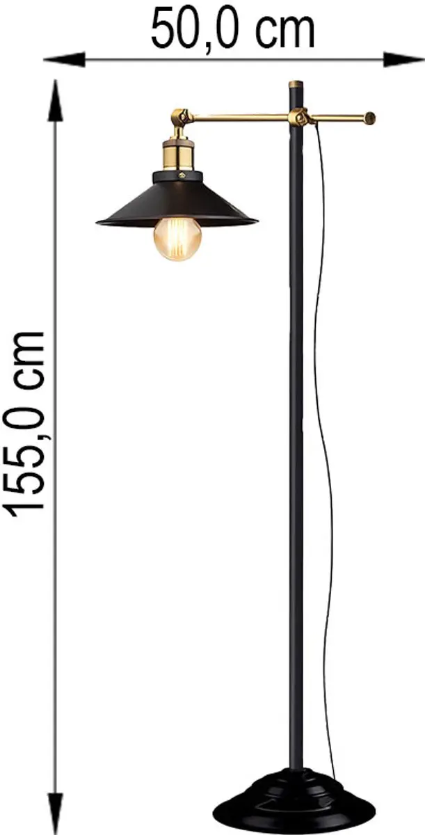 Globo Lenius Vloerlamp E27 - Zwart - afbeelding 6 van 6