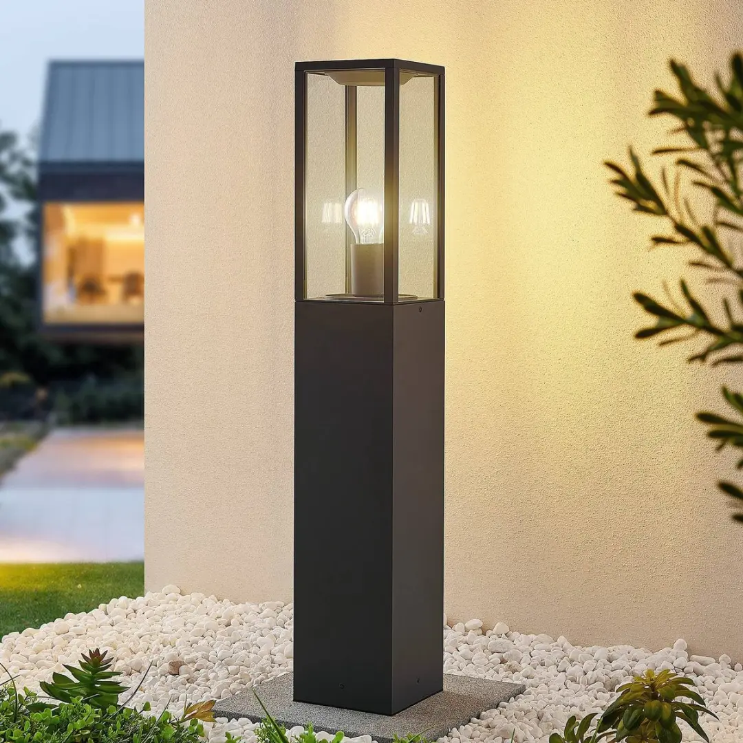Lindby Tuinpadverlichting Aluminium Glas 60W E27 - 80cm - Antraciet
