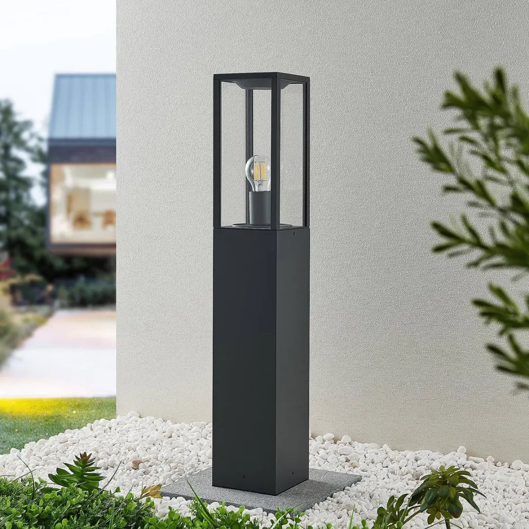 Lindby Tuinpadverlichting Aluminium Glas 60W E27 - 80cm - Antraciet