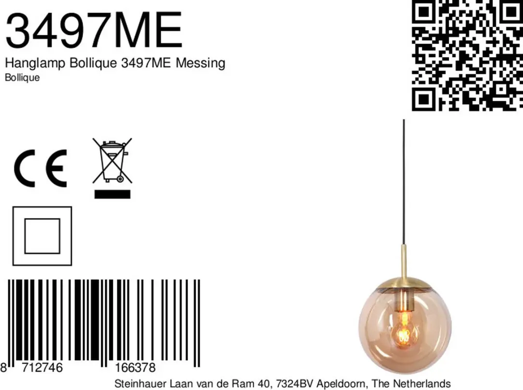 Steinhauer Bollique Hanglamp 25cm - Goud Messing