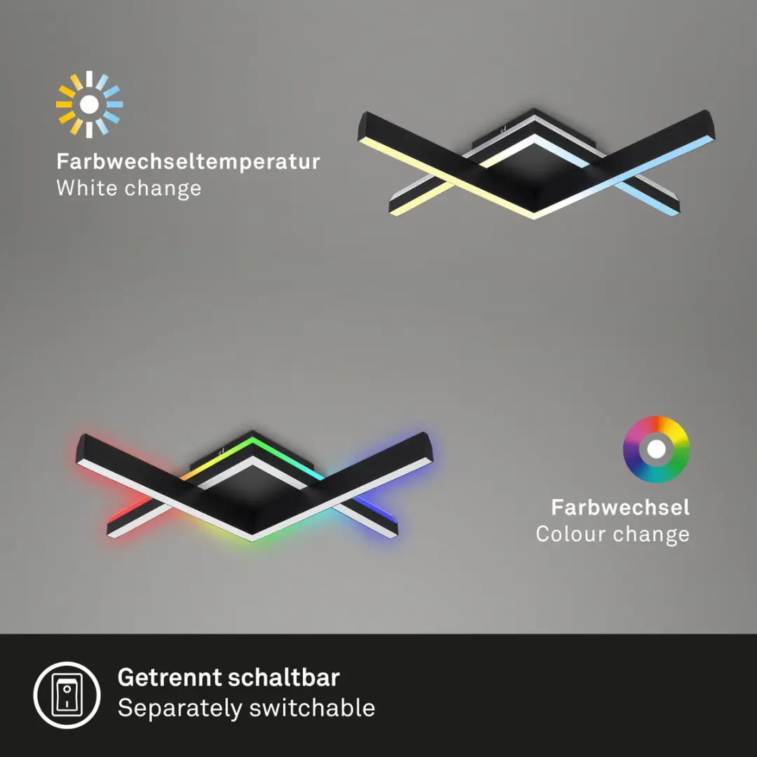 Briloner Plafonnière RGBW 2x20W - Zwart