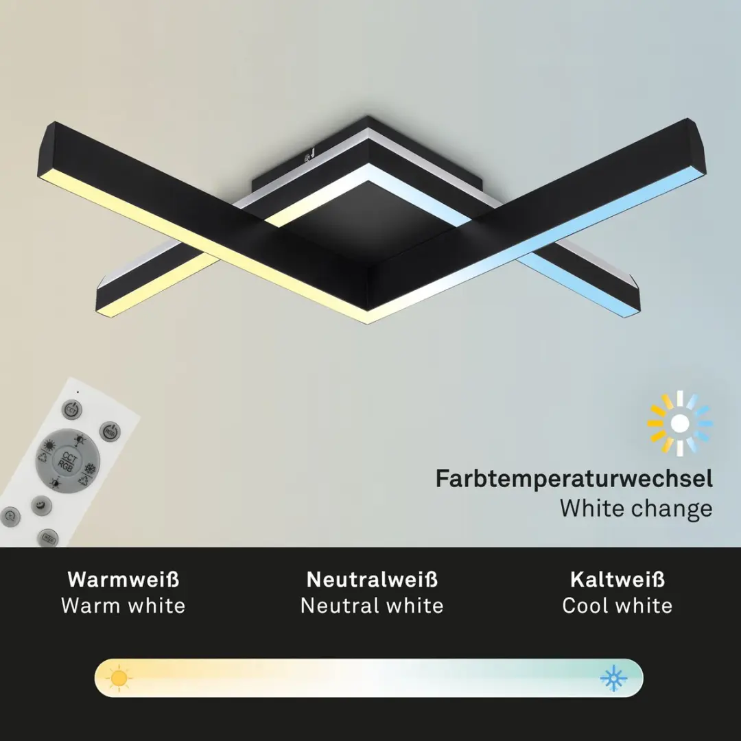 Briloner Plafonnière RGBW 2x20W - Zwart