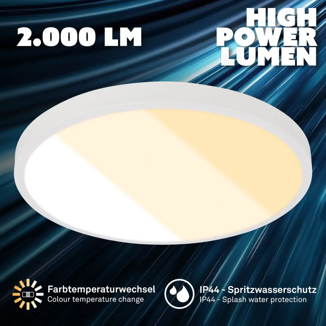 Briloner Shine CTS Plafondlamp Badkamer IP44 - Ø24cm