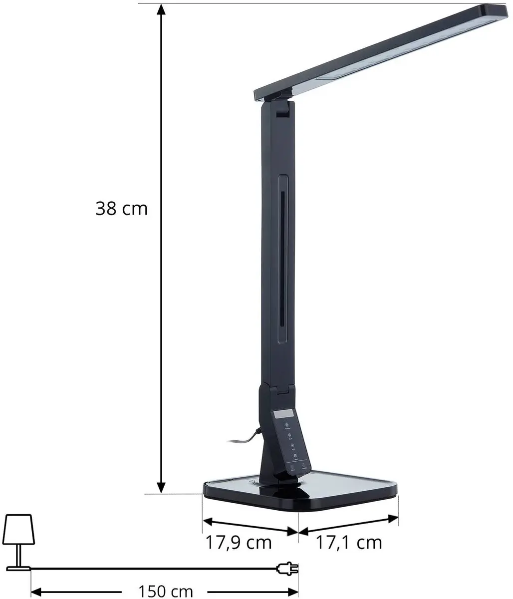 Lindby LED Bureaulamp Eleni+ - 8W Warm Wit - Zwart