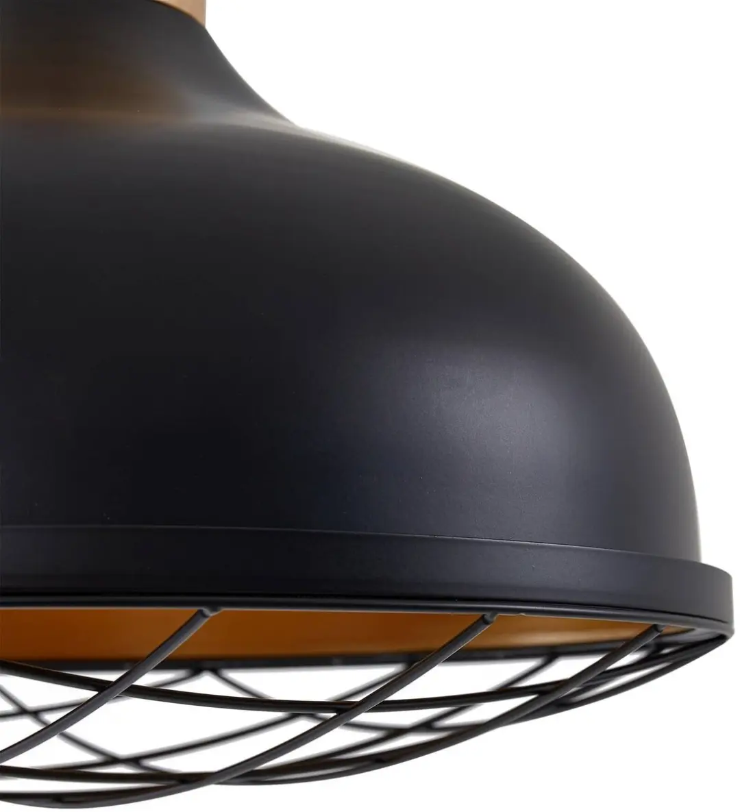 Lindby Hanglamp IJzer/Rubberboom 1 Lichtpunt - 41,5cm - E27 - Zwart/Licht Hout
