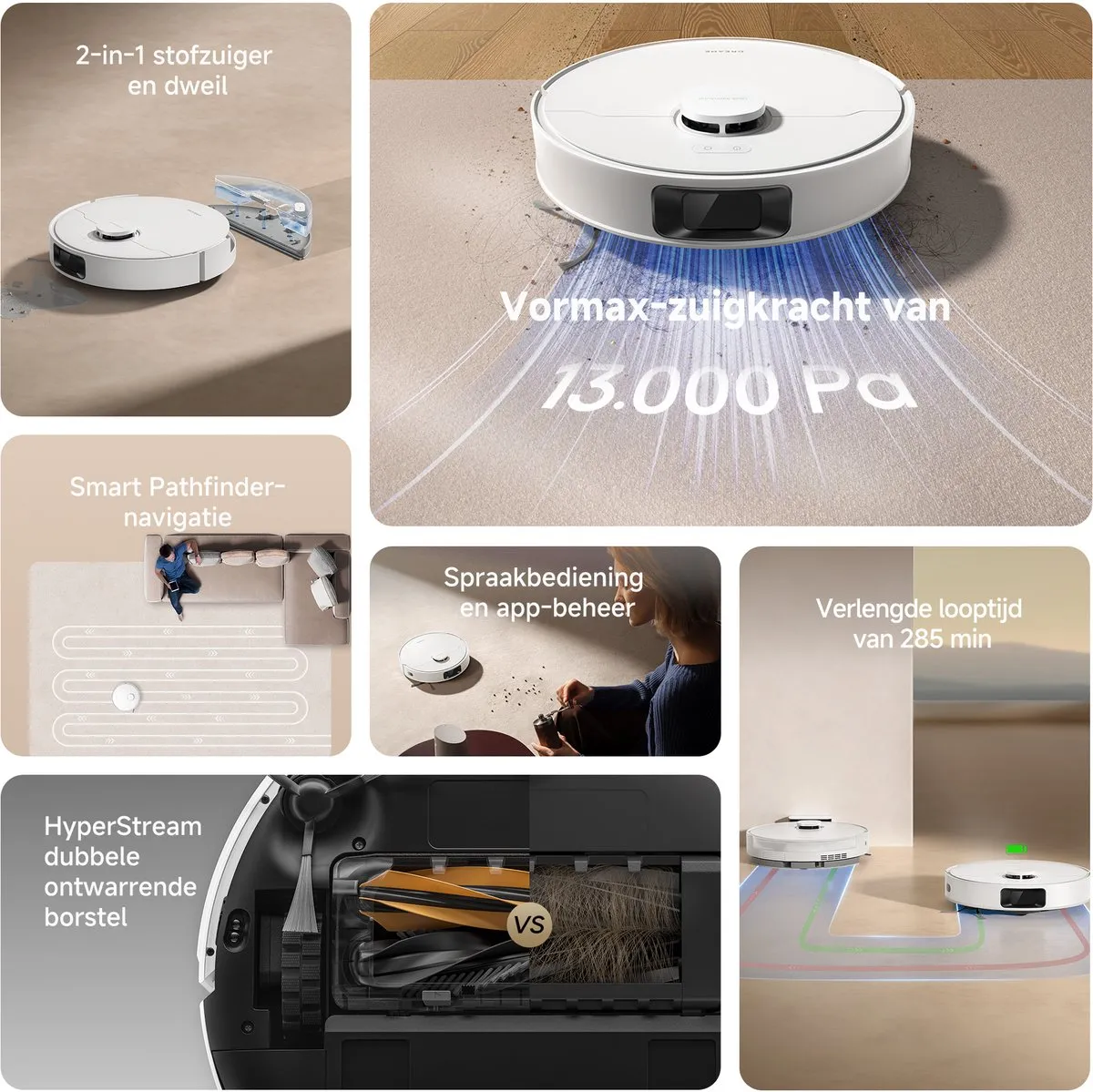Dreame D20 Robotstofzuiger - 13.000 Pa - Zwart