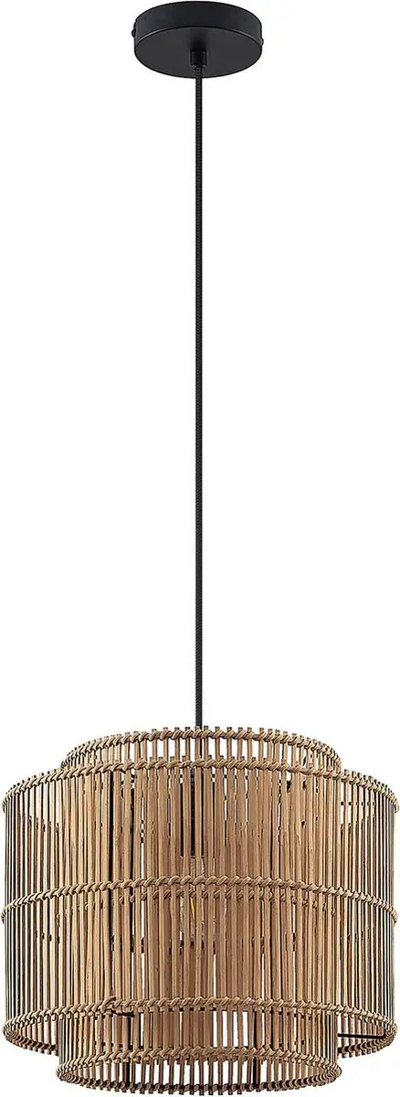 Lindby Hanglamp Bamboe 1 Licht E27 - 15W - Zwart