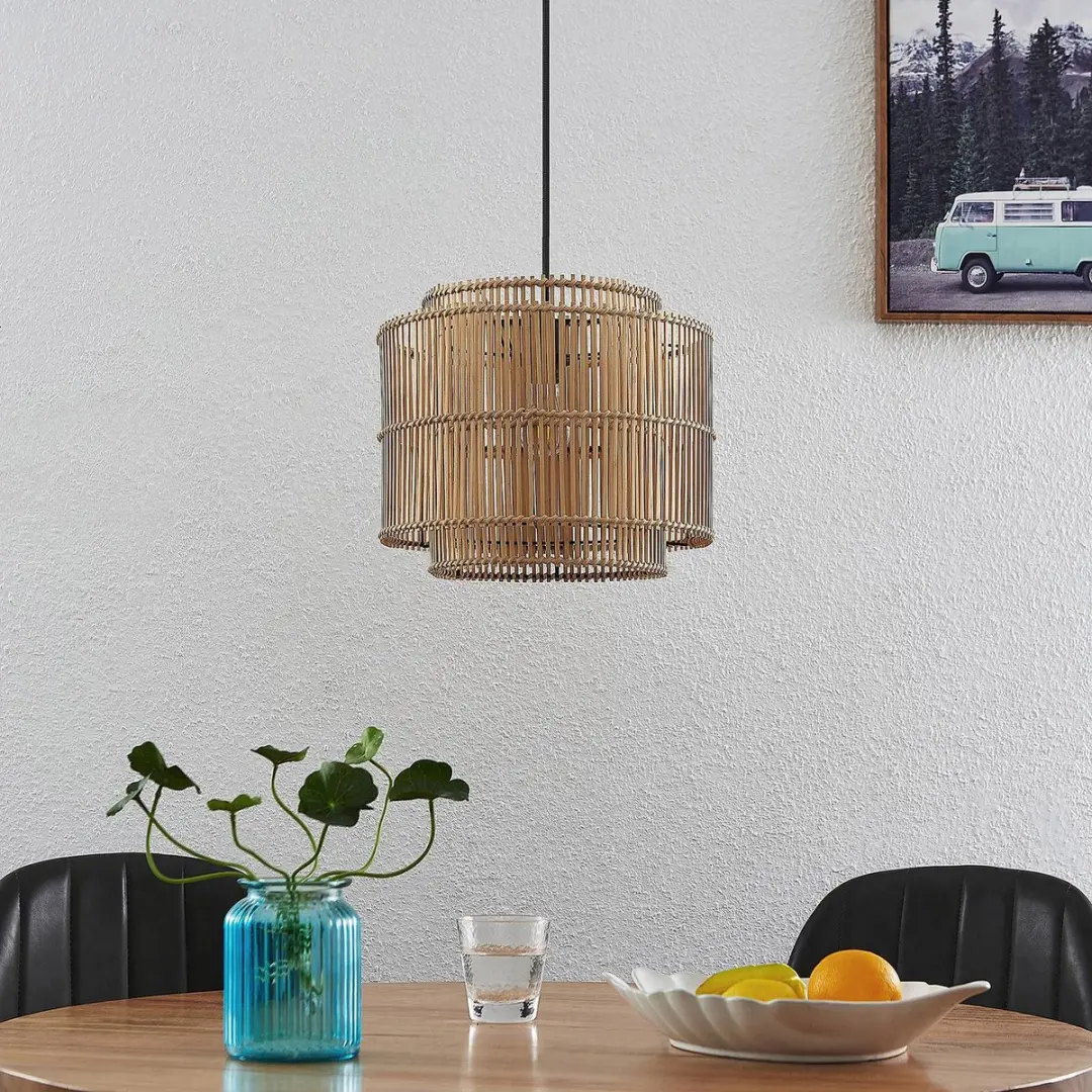 Lindby Hanglamp Bamboe 1 Licht E27 - 15W - Zwart