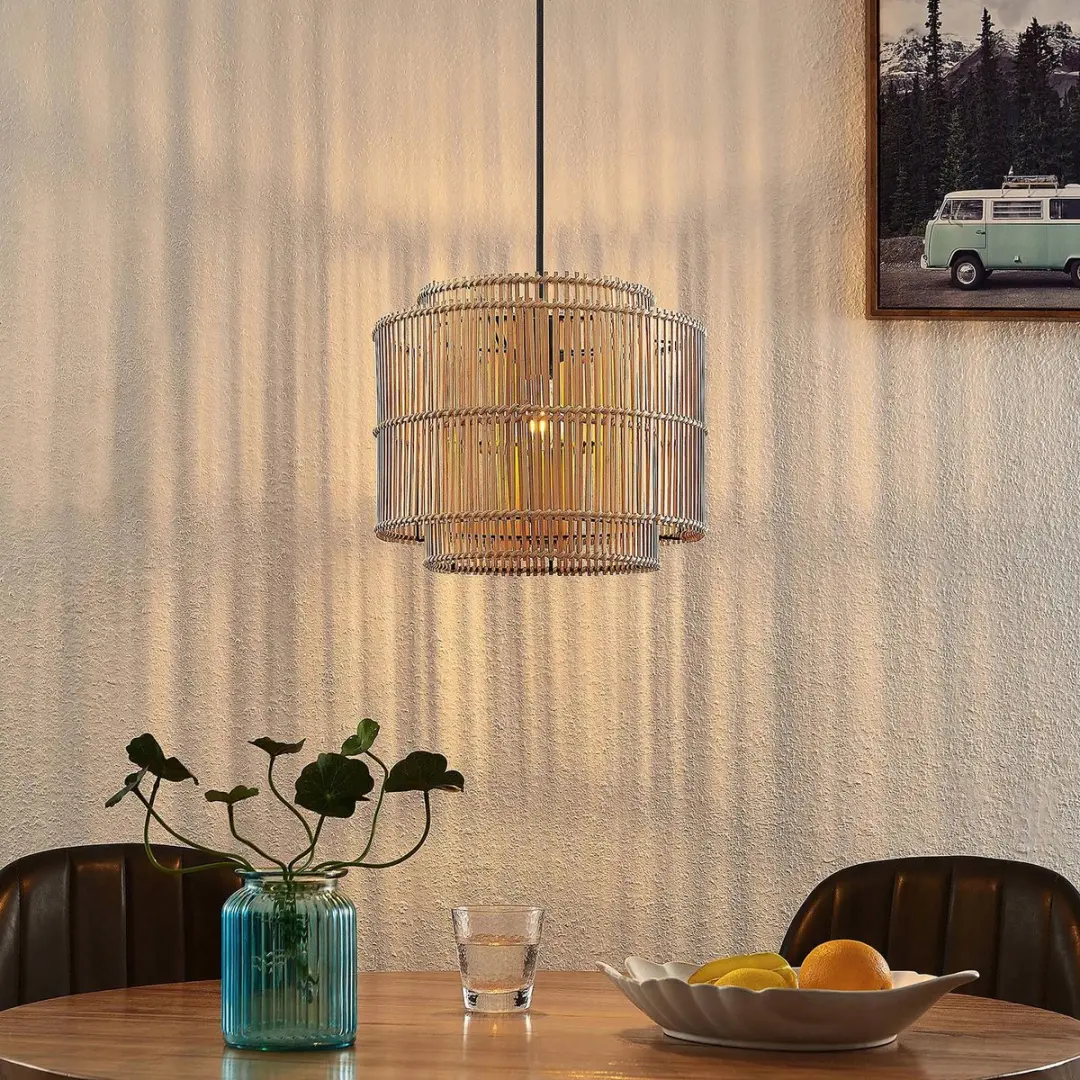 Lindby Hanglamp Bamboe 1 Licht E27 - 15W - Zwart