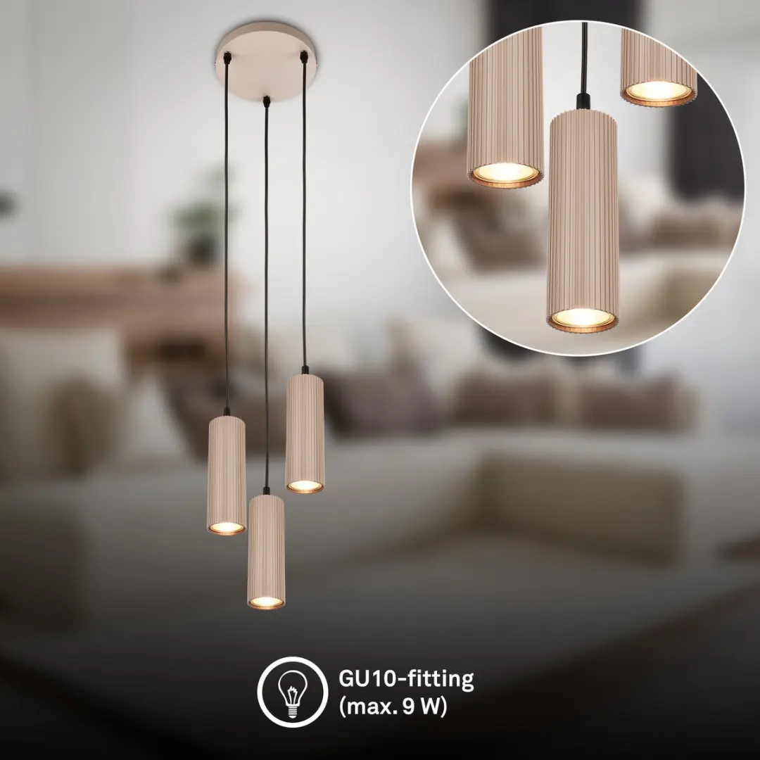 Briloner Ida Hanglamp - 3x GU10 9W - Beige