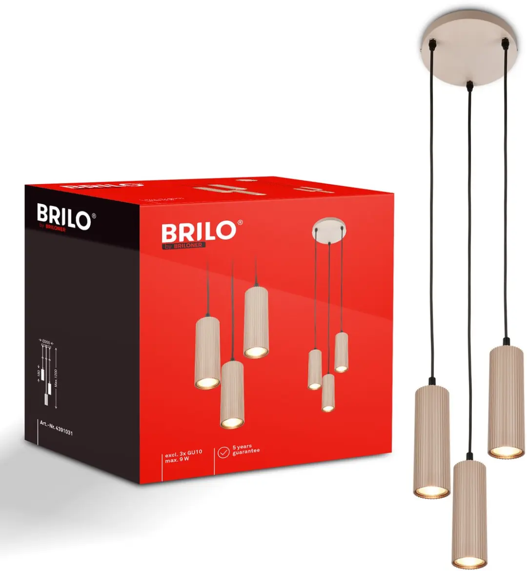 Briloner Ida Hanglamp - 3x GU10 9W - Beige