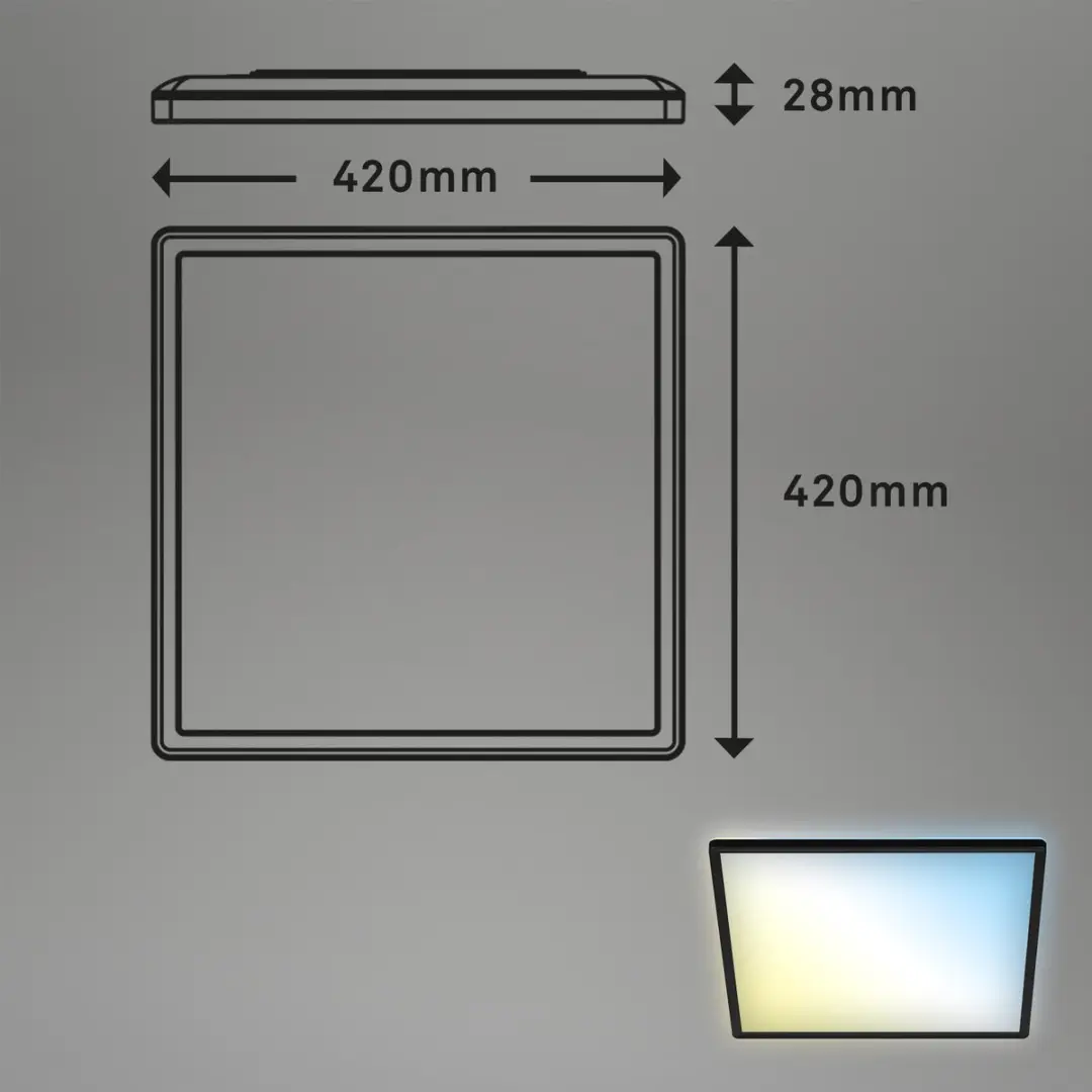Briloner Slim LED Plafonnière 22W - 42cm - Zwart