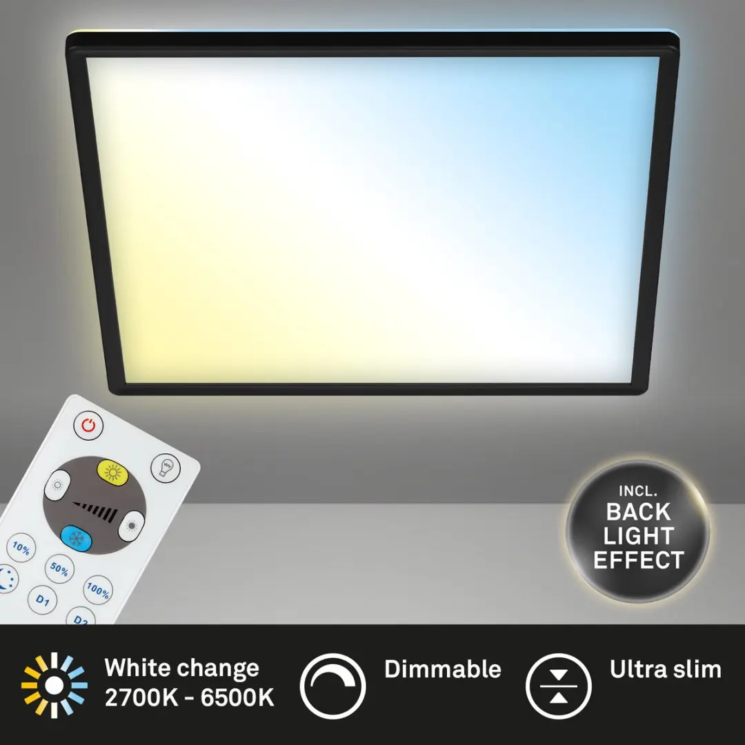 Briloner Slim LED Plafonnière 22W - 42cm - Zwart