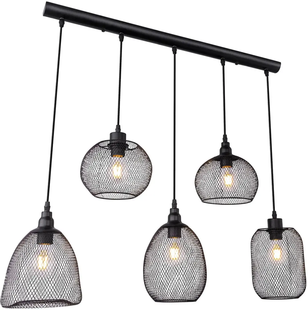 Globo Anya Hanglamp E27 - 5 Lichtpunten - Ø240cm - Zwart