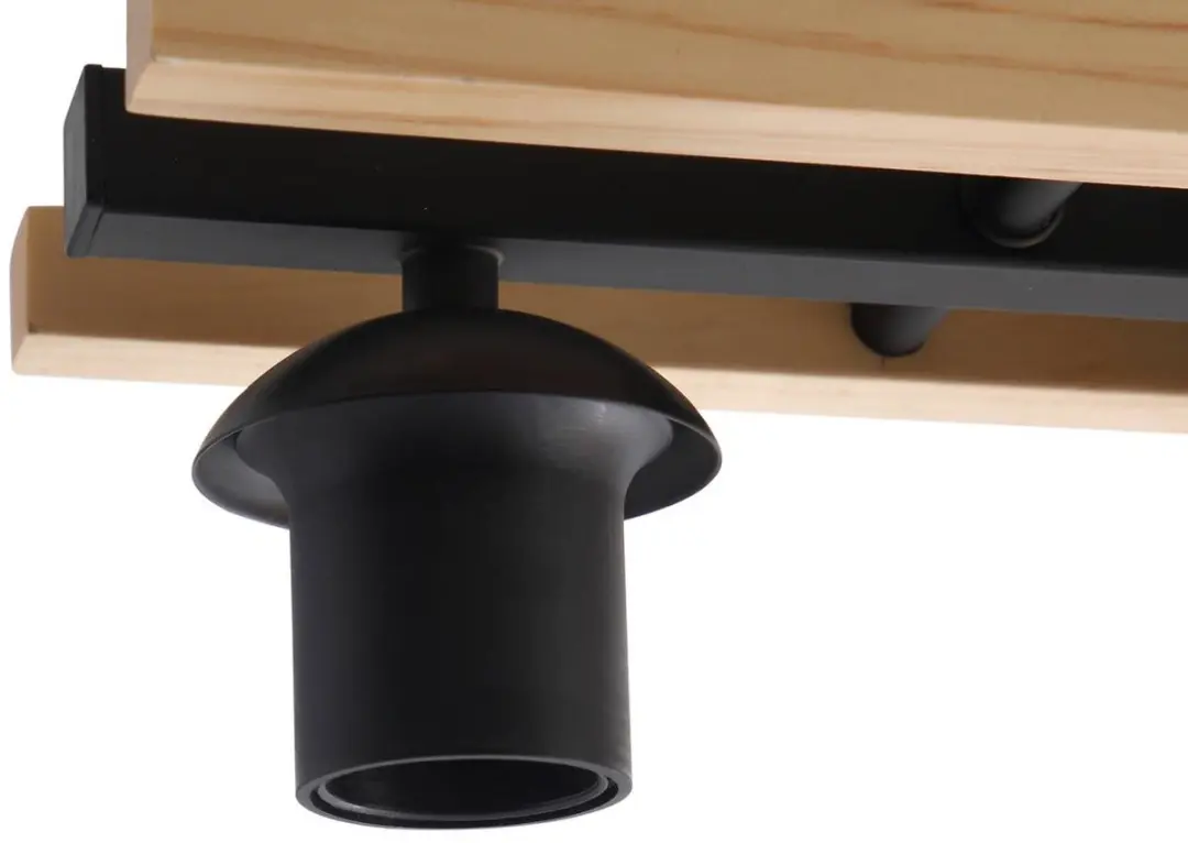 Lindby Plafondlamp Hout 3-Lichts - E27 - Licht hout/amber/zwart
