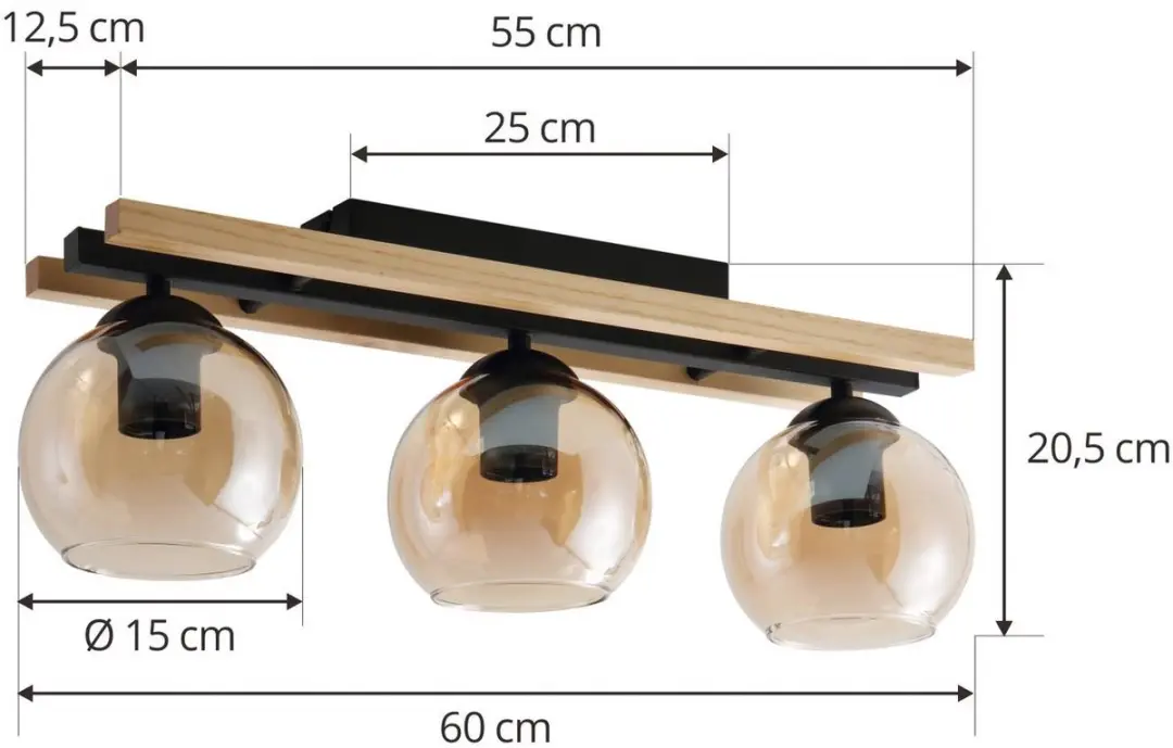 Lindby Plafondlamp Hout 3-Lichts
