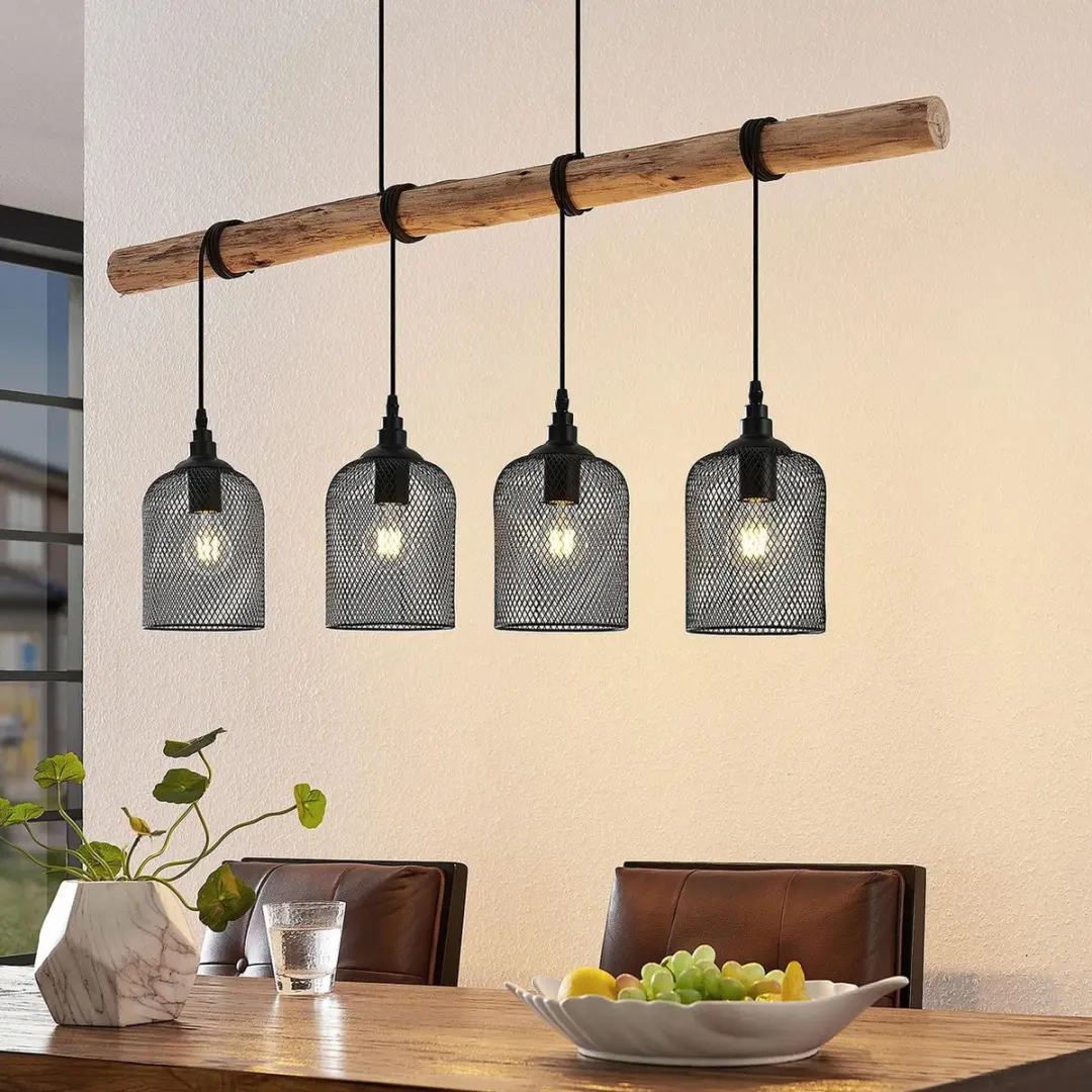 Lindby Hanglamp 4-lichts Metaal Hout